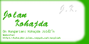 jolan kohajda business card